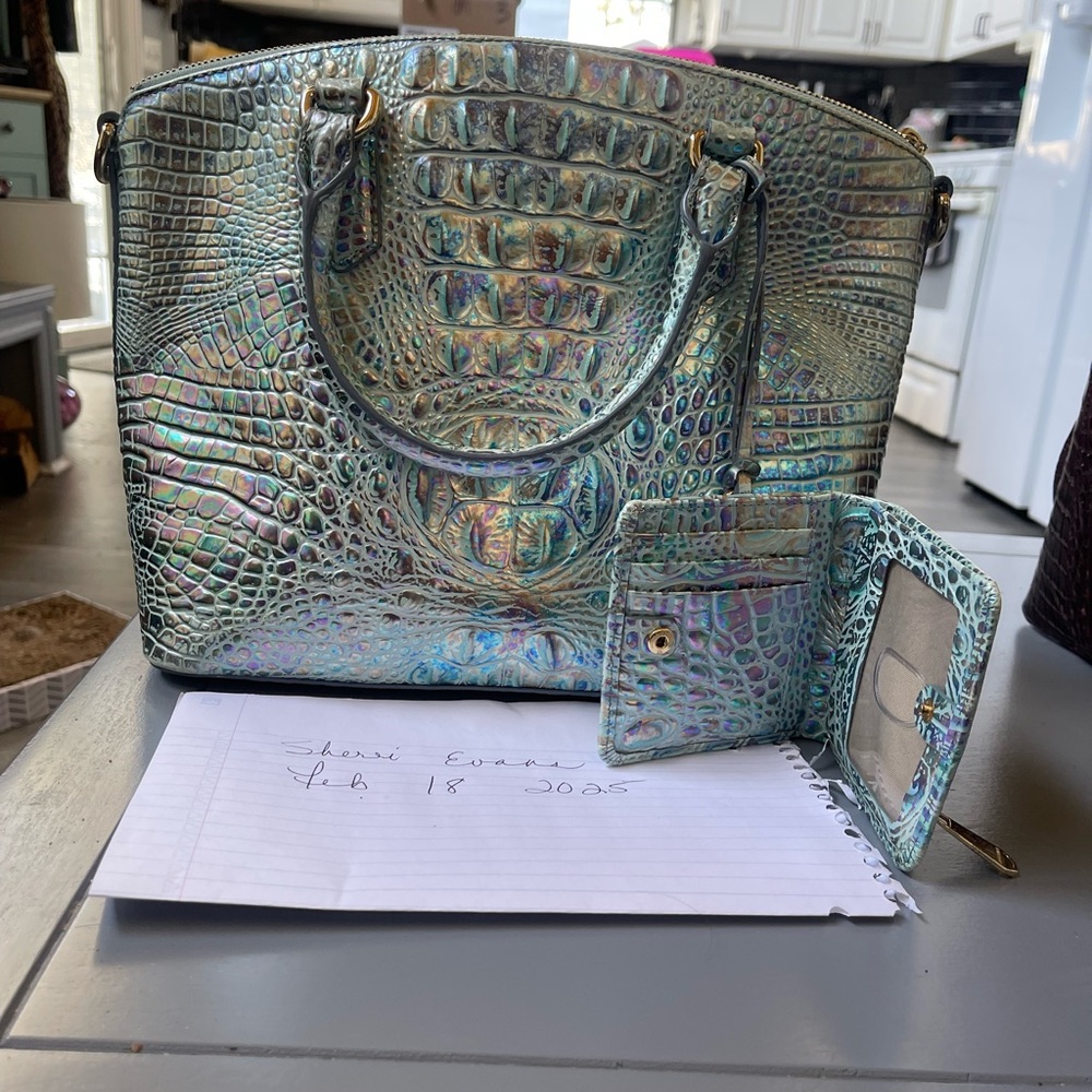Iridescent Crocodile Embossed Handbag